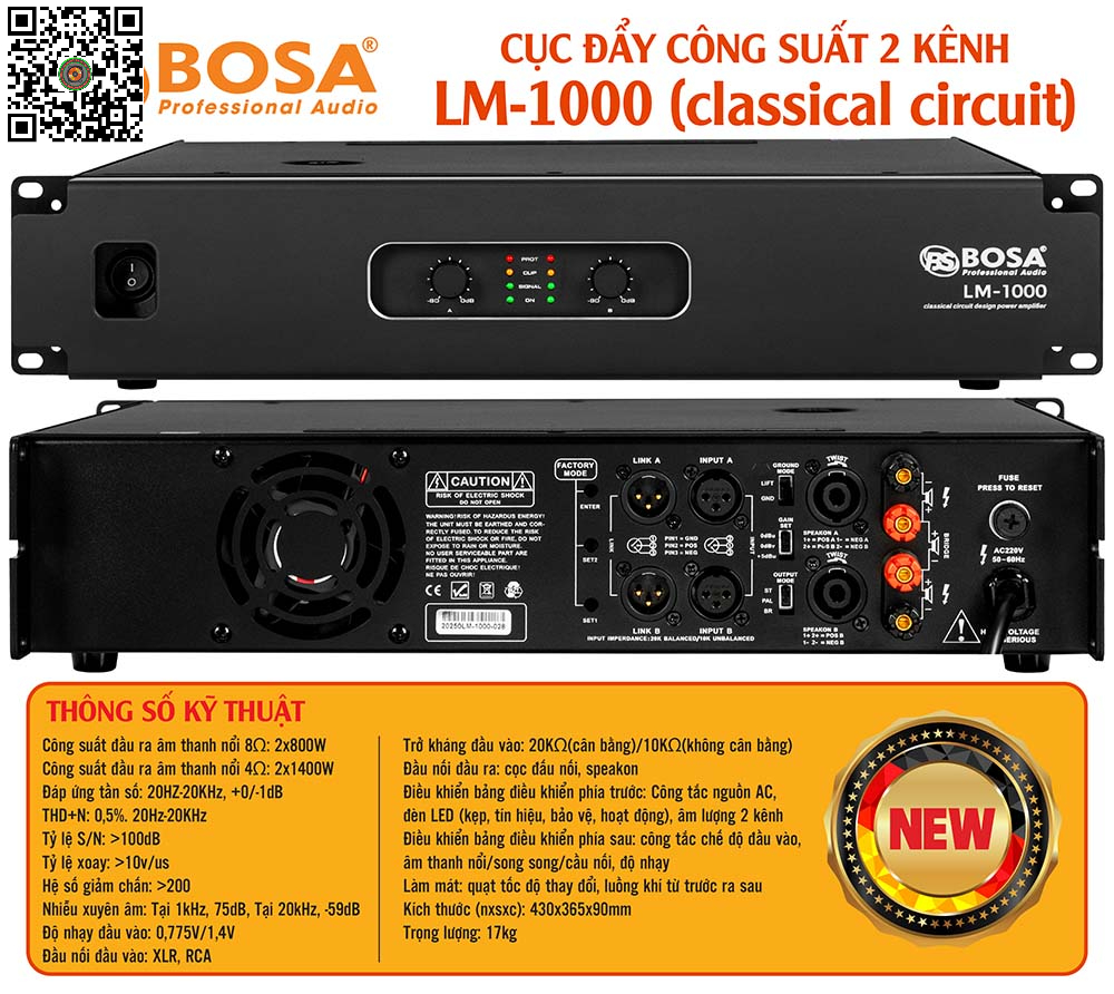 Main Công Suất 2 Kênh Bosa LM-1000